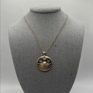 Minimalist Necklace with Gold Disc Pendant 16”